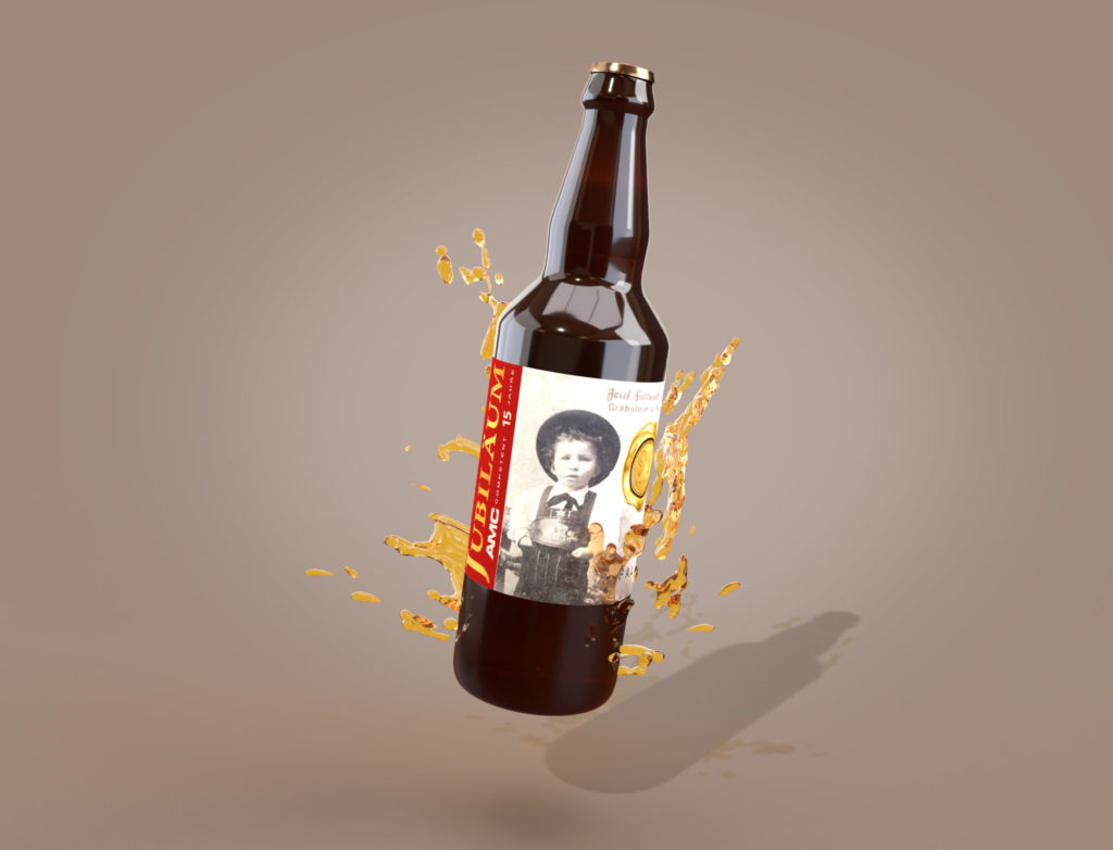 Bierflsche mit Jubiläumsetikett