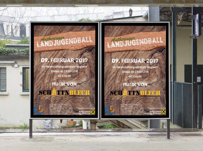 Zwei Plakate für den Antheringer Landjugendball.