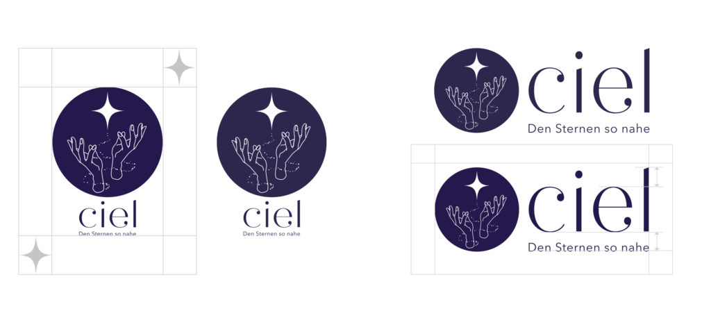 Erklärung zum Logo von ciel im Hoch- und Querformat mit Sicherheitsabstand.