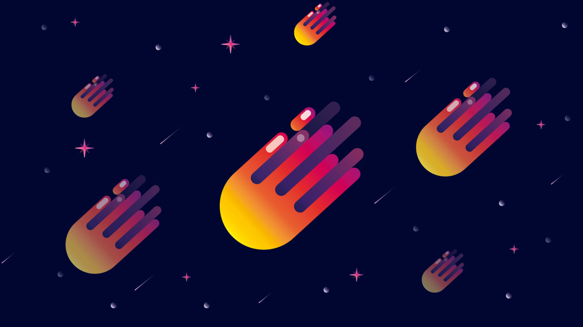 In Adobe Illustrator gefertigte, stilisierte Illustration einer Meteoritenschauers.